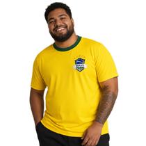 Camisa Brasil Plus Size Escudo Dry Amarelo - Masculino Tamanho:G1Cor:Amarelo Camisa Brasil Plus Size Escudo Dry Amarelo - Masculino Tamanho:G1Cor:Amarelo