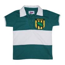 Camisa Brasil Rugby Liga Retrô Infantil Verde 8 Camisa Brasil Rugby Liga Retrô Infantil Verde 8