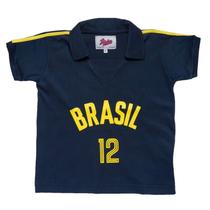 Camisa Brasil Vôlei 1984 Liga Retrô Infantil Azul Marinho 10
