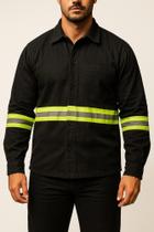 Camisa Brim Profissional Refletiva Manga Longa Botão Camisa Brim Profissional Refletiva Manga Longa Botão