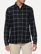 Camisa Calvin Klein Jeans Masculina Slim Dark Plaid Flannel Xadrez Preta