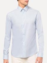 Camisa Calvin Klein Masculina Slim Essential Basic Logo Azul Claro