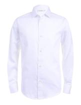 Camisa Calvin Klein Vestido masculino de cetim de manga comprida branco 10-12