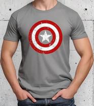 Camisa Camiseta Adulto Masculina Feminina Algodão Capitão Améric a Herói Escudo Brasão Vingador es