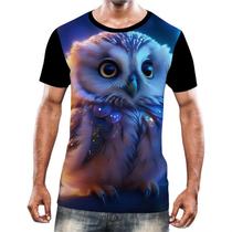 Camisa Camiseta Animais Corujas Misticas Aves Noturnas HD 15