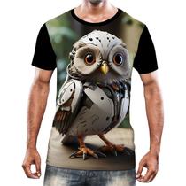 Camisa Camiseta Animais Corujas Misticas Aves Noturnas HD 25