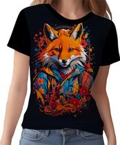 Camisa Camiseta Animais Raposa Laranja Arte Oriental HD 4 Camisa Camiseta Animais Raposa Laranja Arte Oriental HD 4