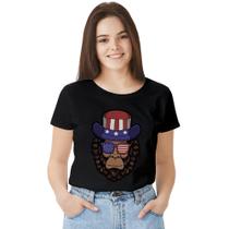 Camisa Camiseta BabyLook Feminina T-shirt 100% Algodão Eua Animais Desenho