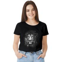 Camisa Camiseta BabyLook Feminina T-shirt 100% Algodão Gospel Cristã Leão simbolo