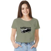 Camisa Camiseta BabyLook Feminina T-shirt 100% Algodão Maverick Muscle car carro Colecionador