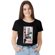 Camisa Camiseta BabyLook Feminina T-shirt 100% Algodão Nova Iorque New york Usa