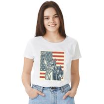 Camisa Camiseta BabyLook Feminina T-shirt 100% Algodão NYC Estado Usa