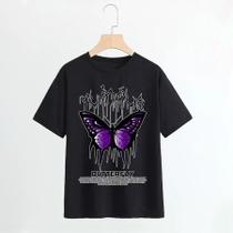 Camisa camiseta básica streetwear "Borboleta roxa BUTTERFLY"