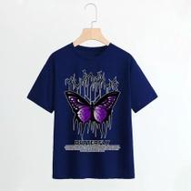 Camisa camiseta básica streetwear "Borboleta roxa BUTTERFLY"