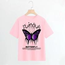 Camisa camiseta básica streetwear "Borboleta roxa BUTTERFLY"