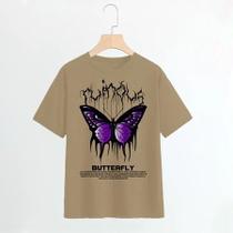 Camisa camiseta básica streetwear "Borboleta roxa BUTTERFLY"