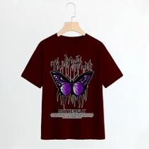 Camisa camiseta básica streetwear "Borboleta roxa BUTTERFLY"