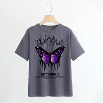 Camisa camiseta básica streetwear "Borboleta roxa BUTTERFLY" Camisa camiseta básica streetwear "Borboleta roxa BUTTERFLY"