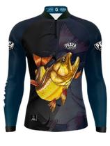 Camisa Camiseta Blusa de Pesca Dourado Masculino Feminino e Infantil Família Igual com uv50