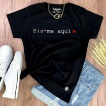 Camisa Camiseta Blusa Feminina Baby-Look Evangelica Cristã Igreja Gospel Church Jovem Fé Eis-me Aqui