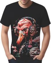 Camisa Camiseta Color Animais Óculos Flamingo Moderno 1