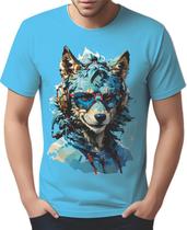 Camisa Camiseta Color Animais Óculos Lobo Fone Moderno 1 Camisa Camiseta Color Animais Óculos Lobo Fone Moderno 1