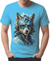 Camisa Camiseta Color Animais Óculos Lobo Fone Moderno 1