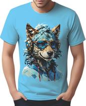 Camisa Camiseta Color Animais Óculos Lobo Fone Moderno 2