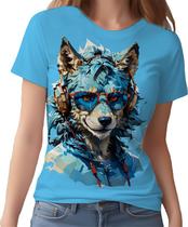 Camisa Camiseta Color Animais Óculos Lobo Fone Moderno 3