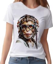 Camisa Camiseta Color Animais Óculos Macaco Fone Moderno 2 Camisa Camiseta Color Animais Óculos Macaco Fone Moderno 2