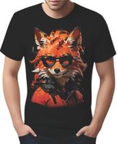 Camisa Camiseta Color Animais Óculos Raposa Moderna 2