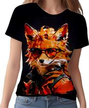 Camisa Camiseta Color Animais Óculos Raposa Moderna 6 Camisa Camiseta Color Animais Óculos Raposa Moderna 6