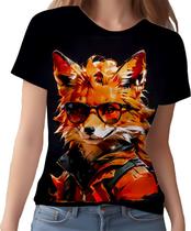 Camisa Camiseta Color Animais Óculos Raposa Moderna 6