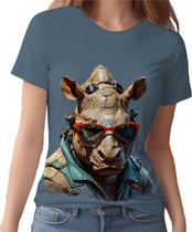 Camisa Camiseta Color Animais Óculos Rinoceronte Moderno 2 Camisa Camiseta Color Animais Óculos Rinoceronte Moderno 2