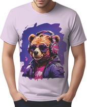 Camisa Camiseta Color Animais Óculos Urso Fone Moderno 2 Camisa Camiseta Color Animais Óculos Urso Fone Moderno 2