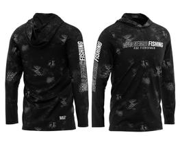 Camisa Camiseta Com Capuz Proteção Solar Uv50+ Mar Negro P/ Pesca, Trilha, Ciclismo