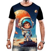 Camisa Camiseta Crianças Astronautas Planetas Galáxias 1