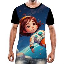 Camisa Camiseta Crianças Astronautas Planetas Galáxias 12