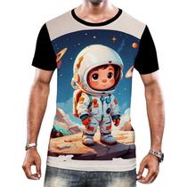 Camisa Camiseta Crianças Astronautas Planetas Galáxias 2