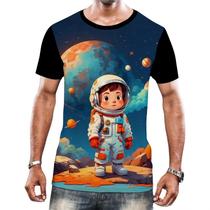 Camisa Camiseta Crianças Astronautas Planetas Galáxias 7