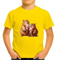Camisa Camiseta de Algodão Infantil Juvenil Para Menino Menina Unissex Capivara md3
