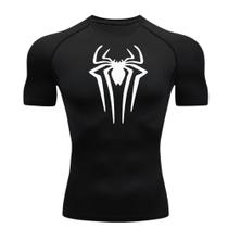 Camisa Camiseta de Compressão Homem Aranha Manga Curta Rash Guard Academia