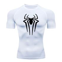 Camisa Camiseta de Compressão Homem Aranha Manga Curta Rash Guard Academia