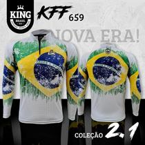 Camisa Camiseta de Pesca King Mod Novo Brasil C/ Proteção Solar Uv50+ Manga Comprida Camisa Camiseta de Pesca King Mod Novo Brasil C/ Proteção Solar Uv50+ Manga Comprida