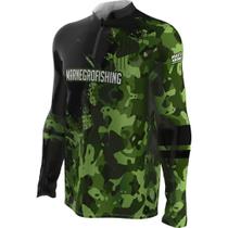 Camisa Camiseta de pesca Mar Negro com filtro de proteção UV 50+ Modelo Camuflado Verde -