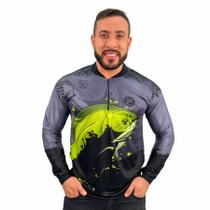 Camisa Camiseta de Pesca Masculina Com Proteção Uv Peixe Tambaqui Blusa Para Pescaria com Zíper a Mais Procurada