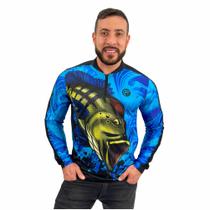 Camisa Camiseta de Pesca Masculina Tucunaré com Proteção Solar UV50+ Manga Longa com Zíper - Oficina Fishing
