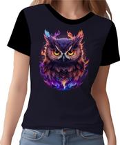 Camisa Camiseta Estampada Coruja Fogo Ilustração Moda 1