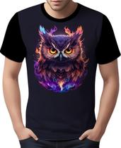 Camisa Camiseta Estampada Coruja Fogo Ilustração Moda 3 Camisa Camiseta Estampada Coruja Fogo Ilustração Moda 3