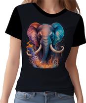 Camisa Camiseta Estampada Elefante Fogo Ilustração Moda 2